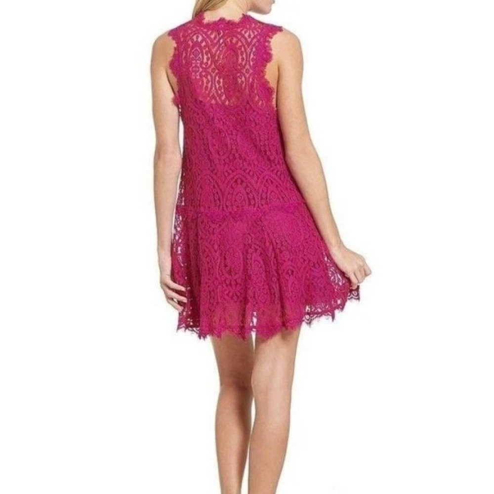 Free People Size XS Heart In Two Orchid Pink Crochet Lace Mini Dress - Picture 6 of 9